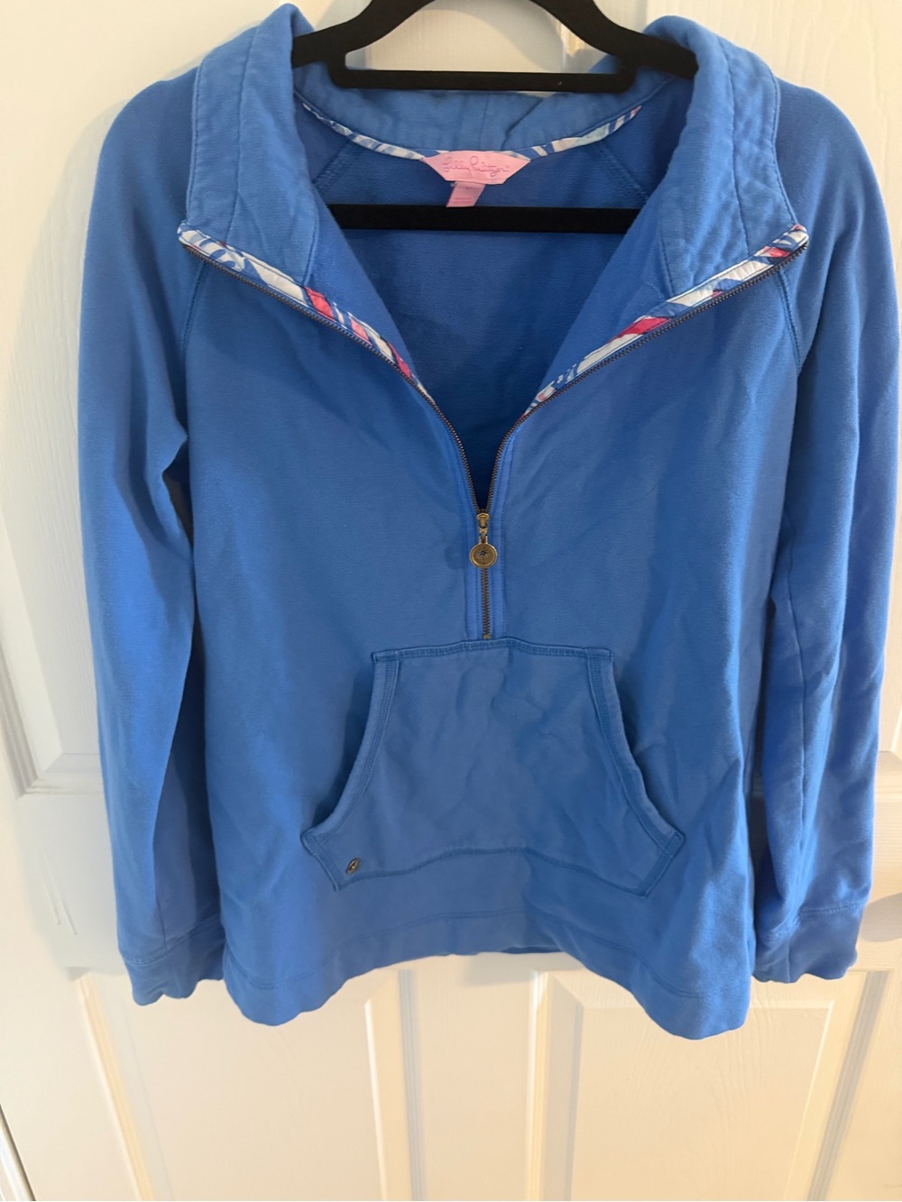 Lilly Pulitzer Bright Blue Half-Zip Hoodie Sweatshirt